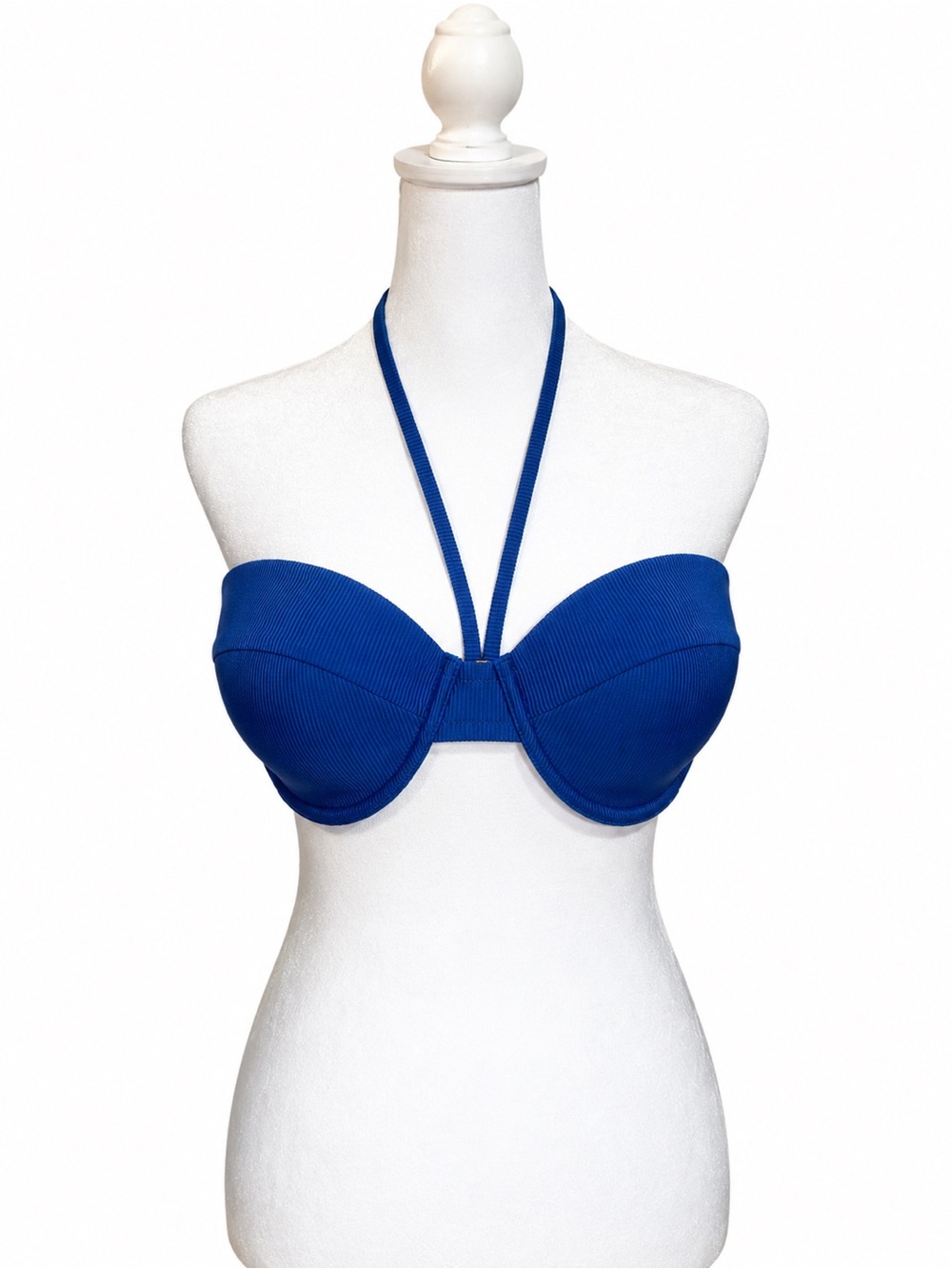Shade & Shore Blue Halter Bikini Top with Underwire Cups 34DD